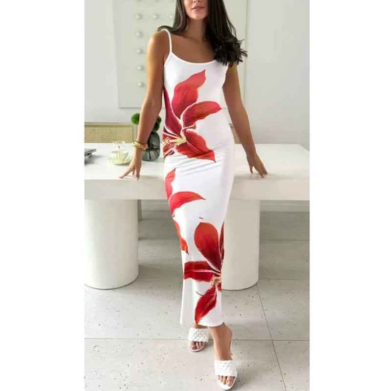 Bodycon Printed Strap Dress European And American Style