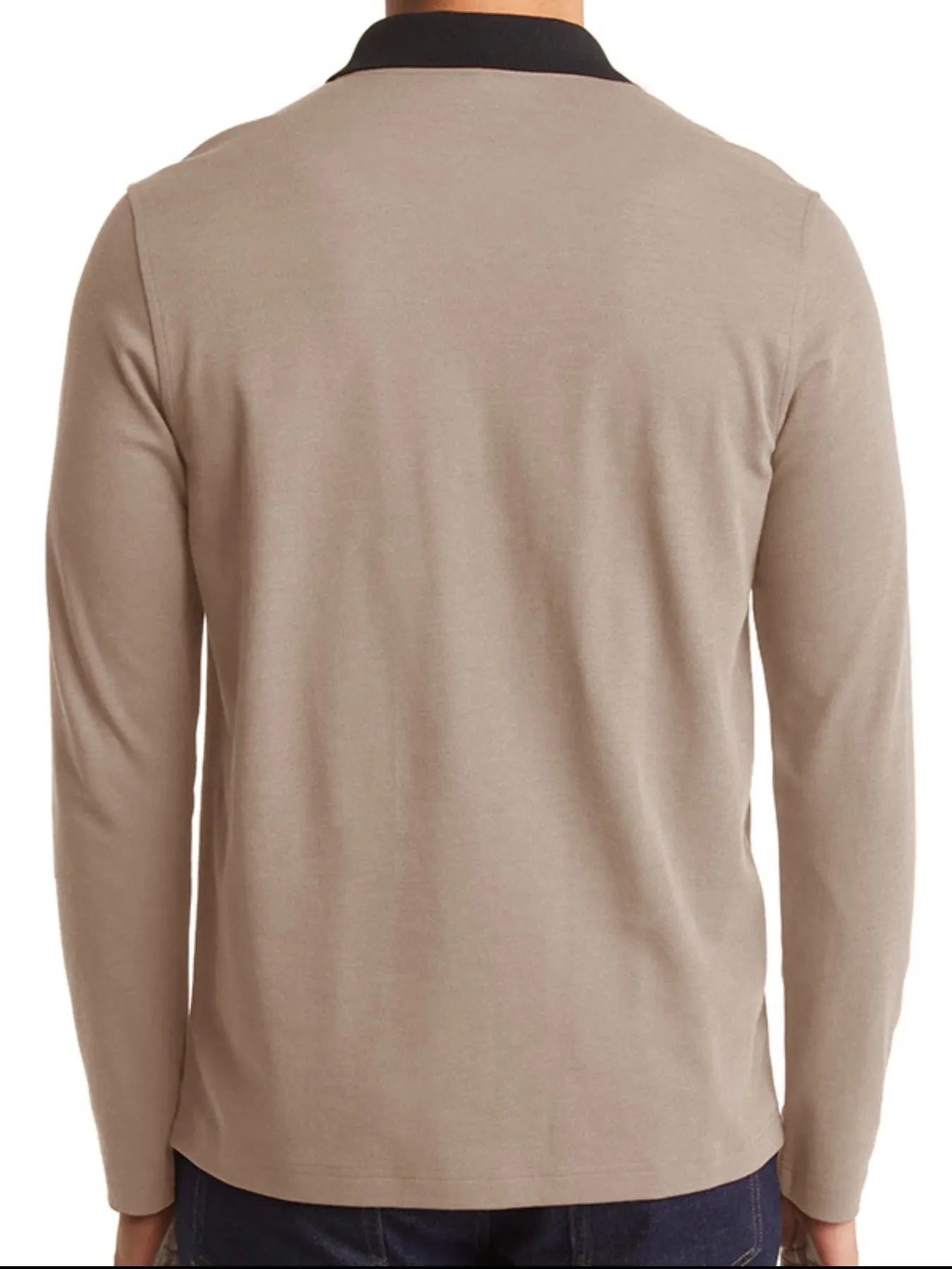 Men's Classic Long Sleeve Contrast Collar Polo Shirt.