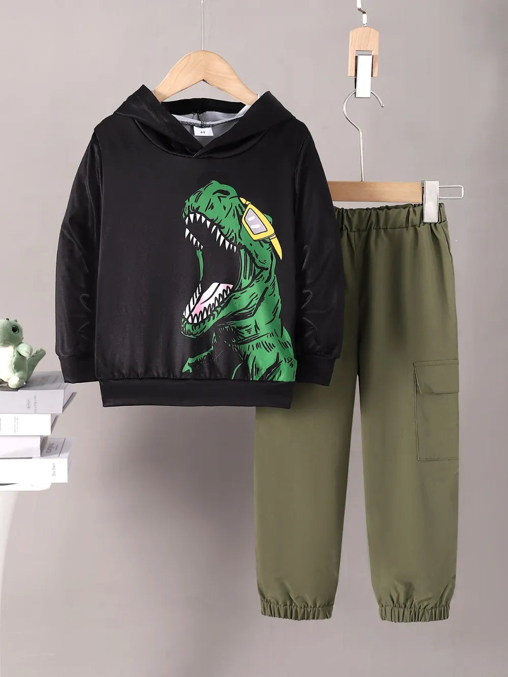 Children's Dinosaur Graphic Hoodie and Pants Set.