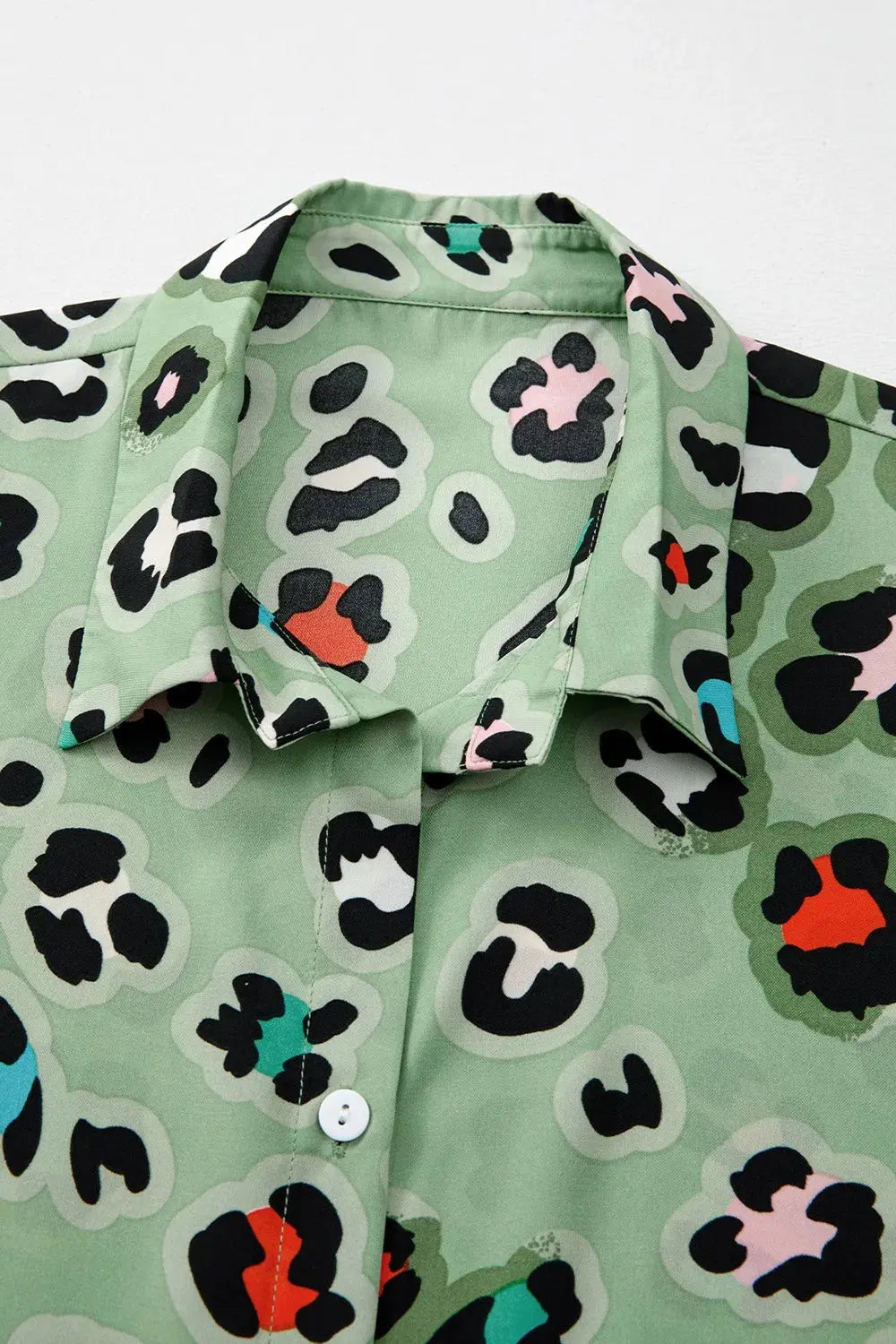 Leopard Collared Neck Top and Pants Set.