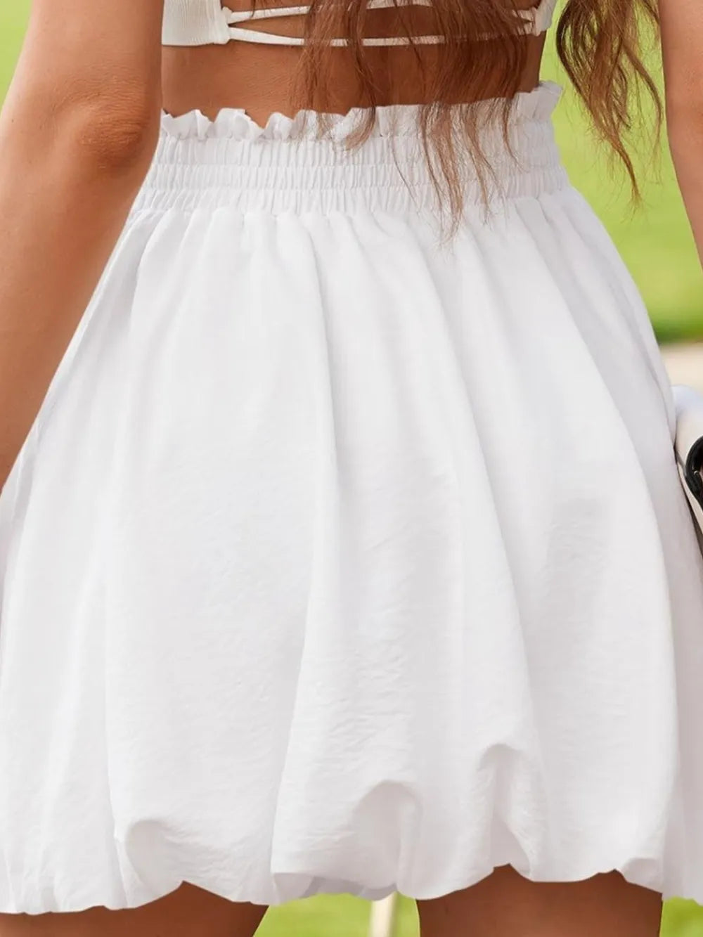 Frill Smocked Mini Skirt.