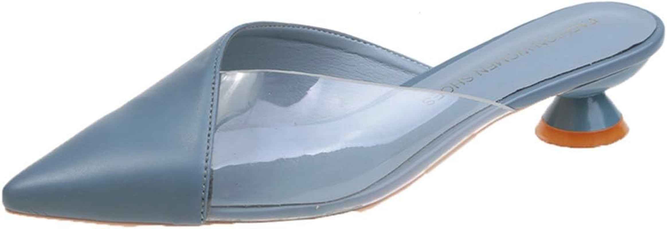 Hello Shero Comfortable Low Heel Mules Closed Pointed Toe Slip on Pumps Soft Synthetic Leather Dress Shoes Casual Daily Wear