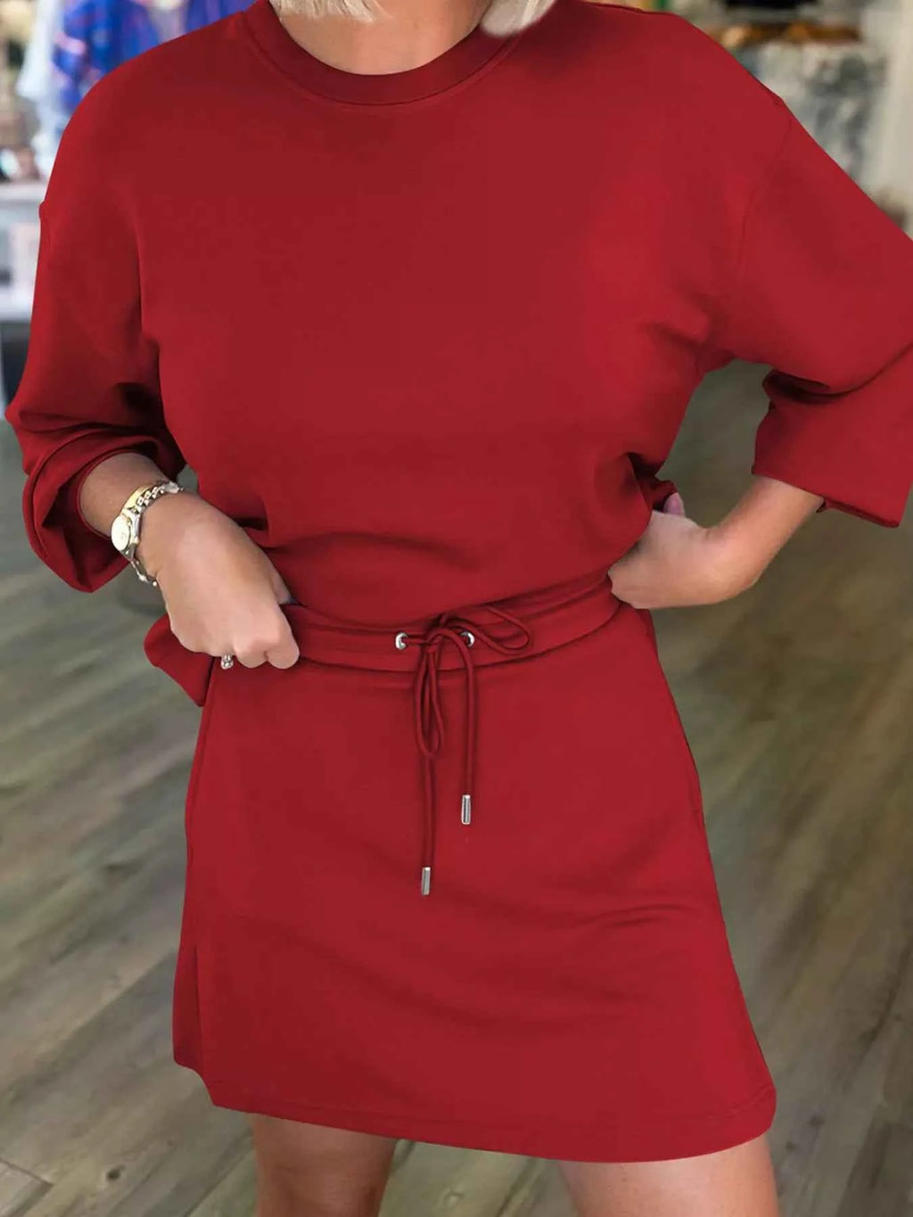Casual Solid Color Sweatshirt and Skirt Set