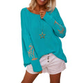 Crew-neck Color-block Coconut Palm Jacquard Loose-fit Casual Knit Pullover