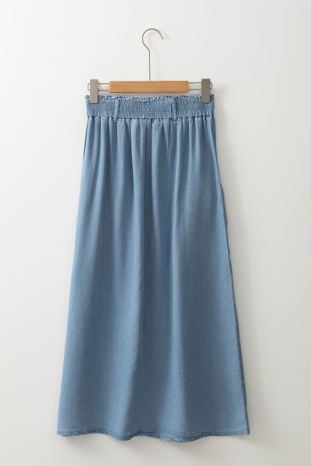 Beau Blue Buttoned Front High Waist Side Pockets Denim Maxi Skirt Dear-Lover Dropshipping