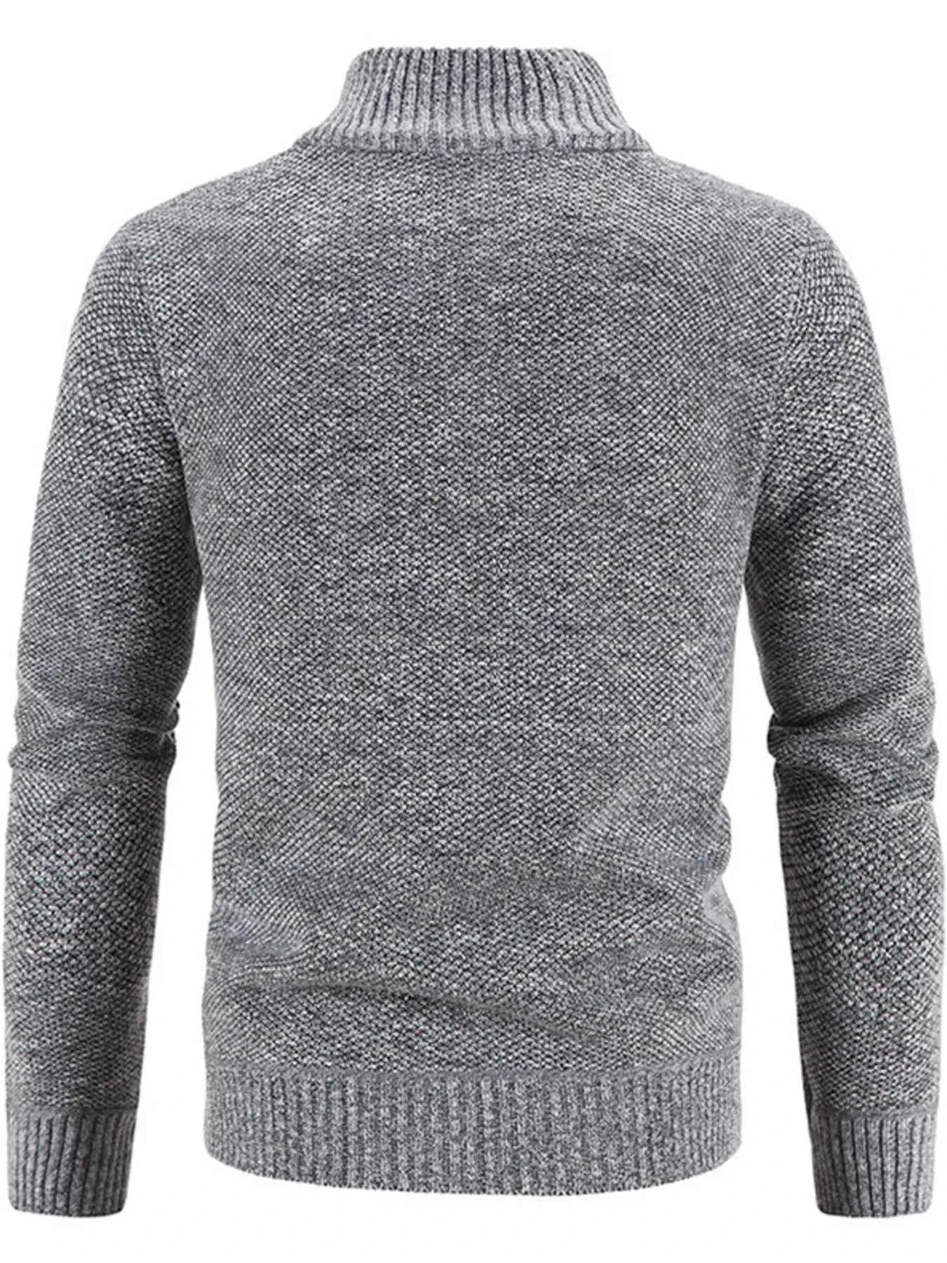 Men's Plus Size Zip-Up Long Sleeve Cardigan