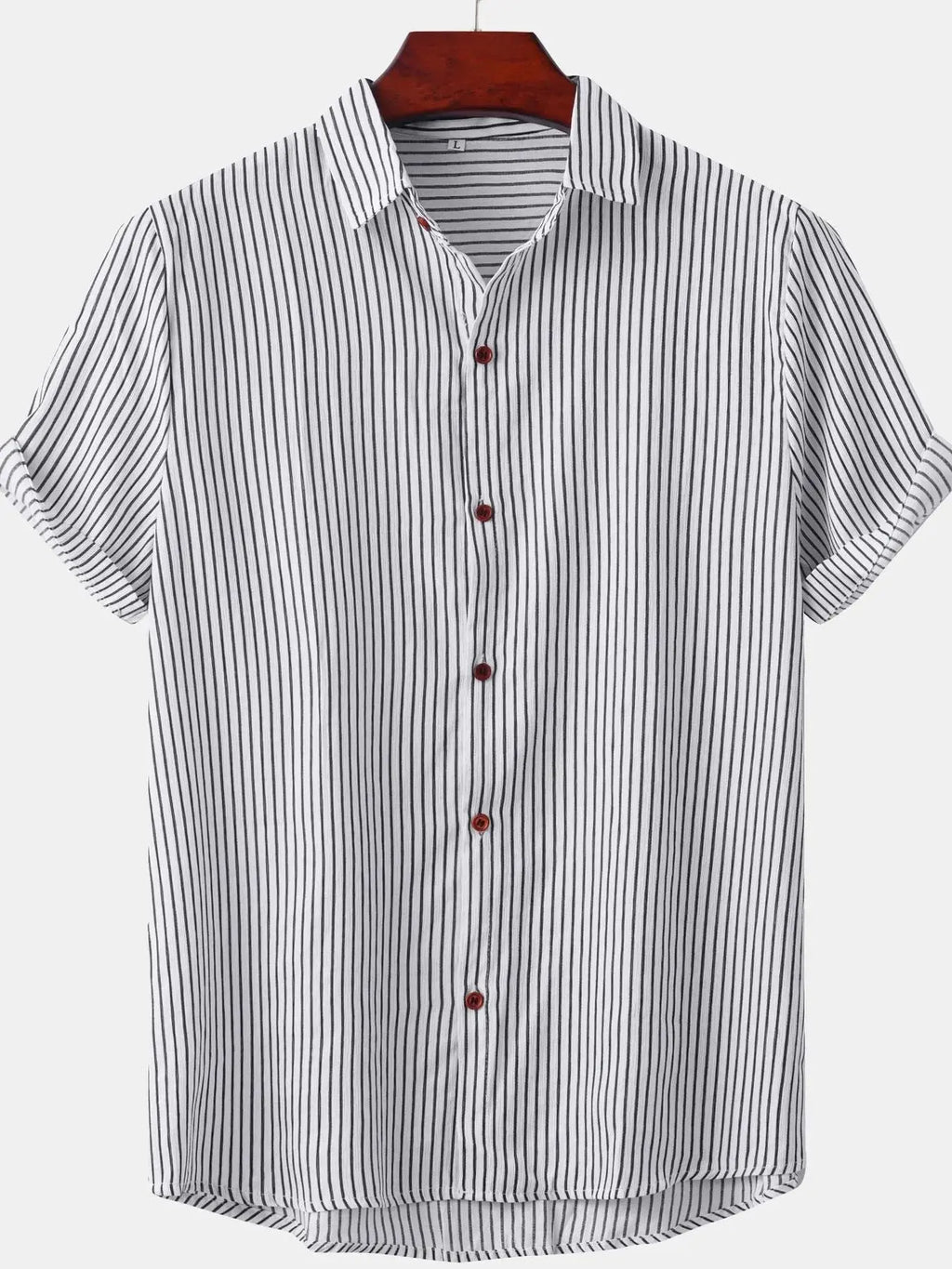 Men's Plus Size Striped Short Sleeve Button-Down Shirt.