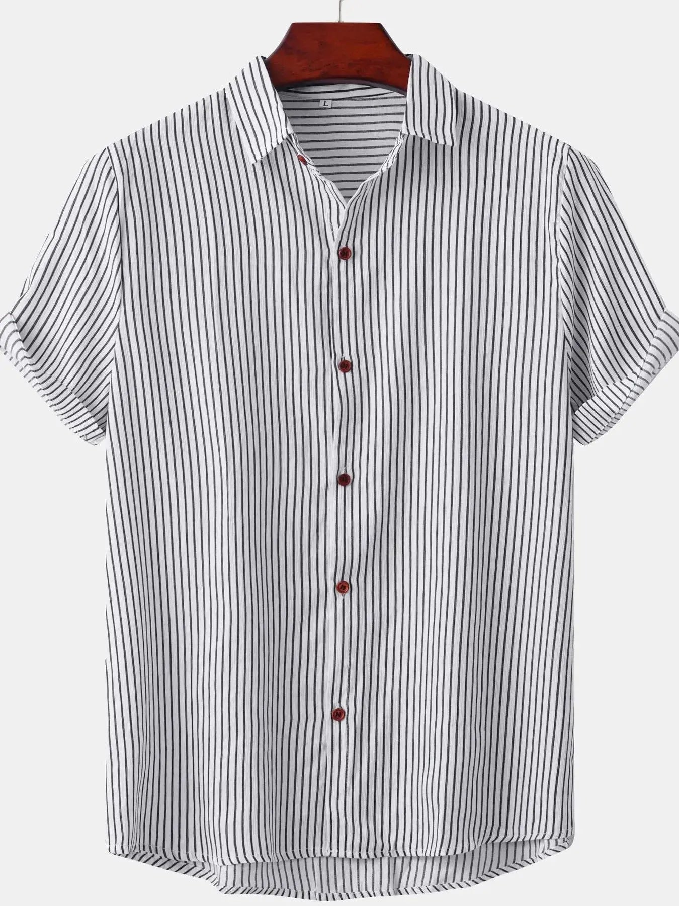 Men's Plus Size Striped Short Sleeve Button-Down Shirt.
