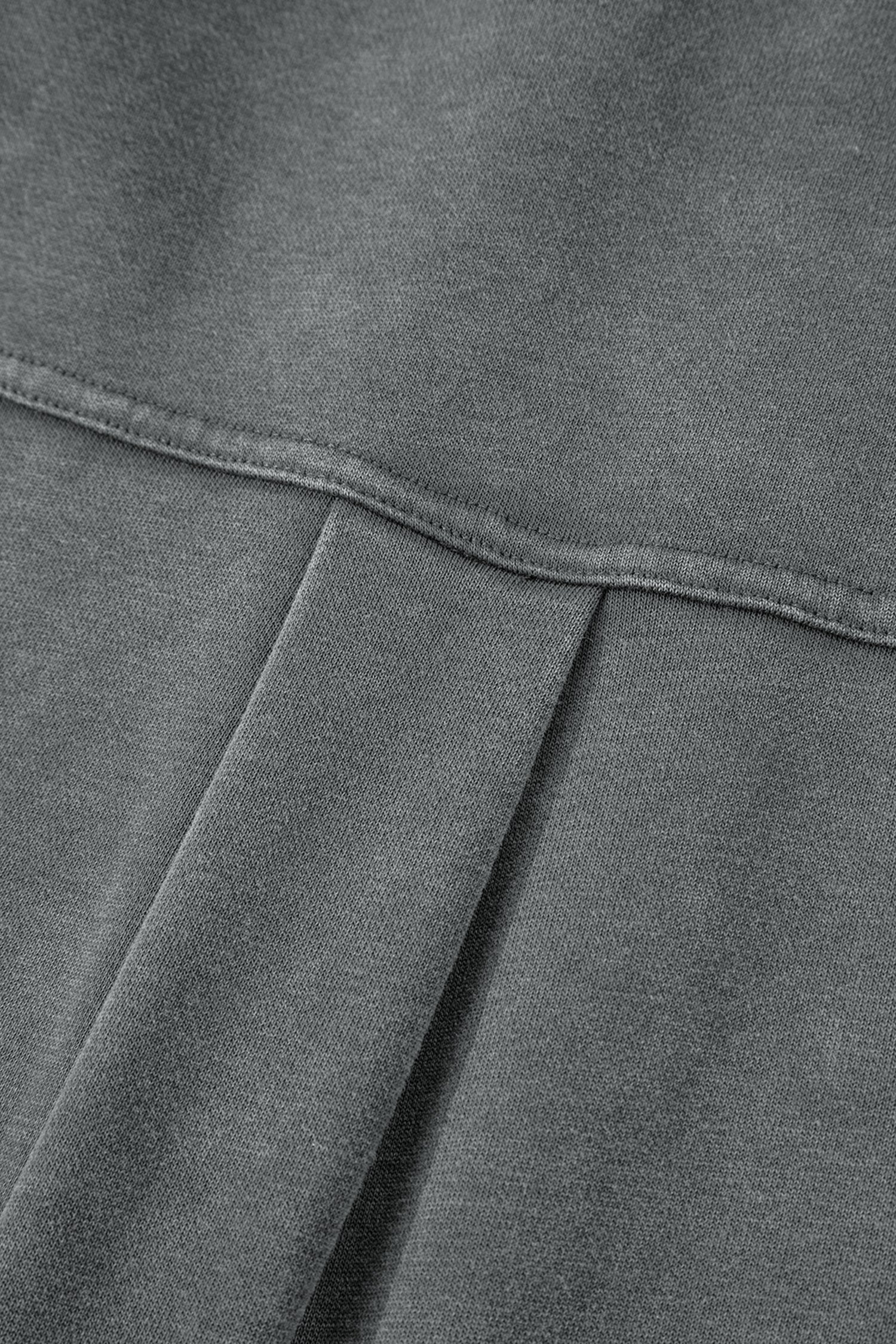 Medium Grey Mineral Wash Chest Pockets Drop Shoulder Shacket with Side Slit