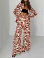 Zebra Print Relaxed Fit Two Piece Casual Matching Set