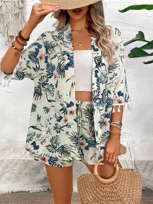 Printed Half Sleeve Top and Shorts Set - CHIC TB