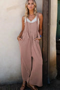 Corded Adjustable Straps Wide Leg Loose Overalls.