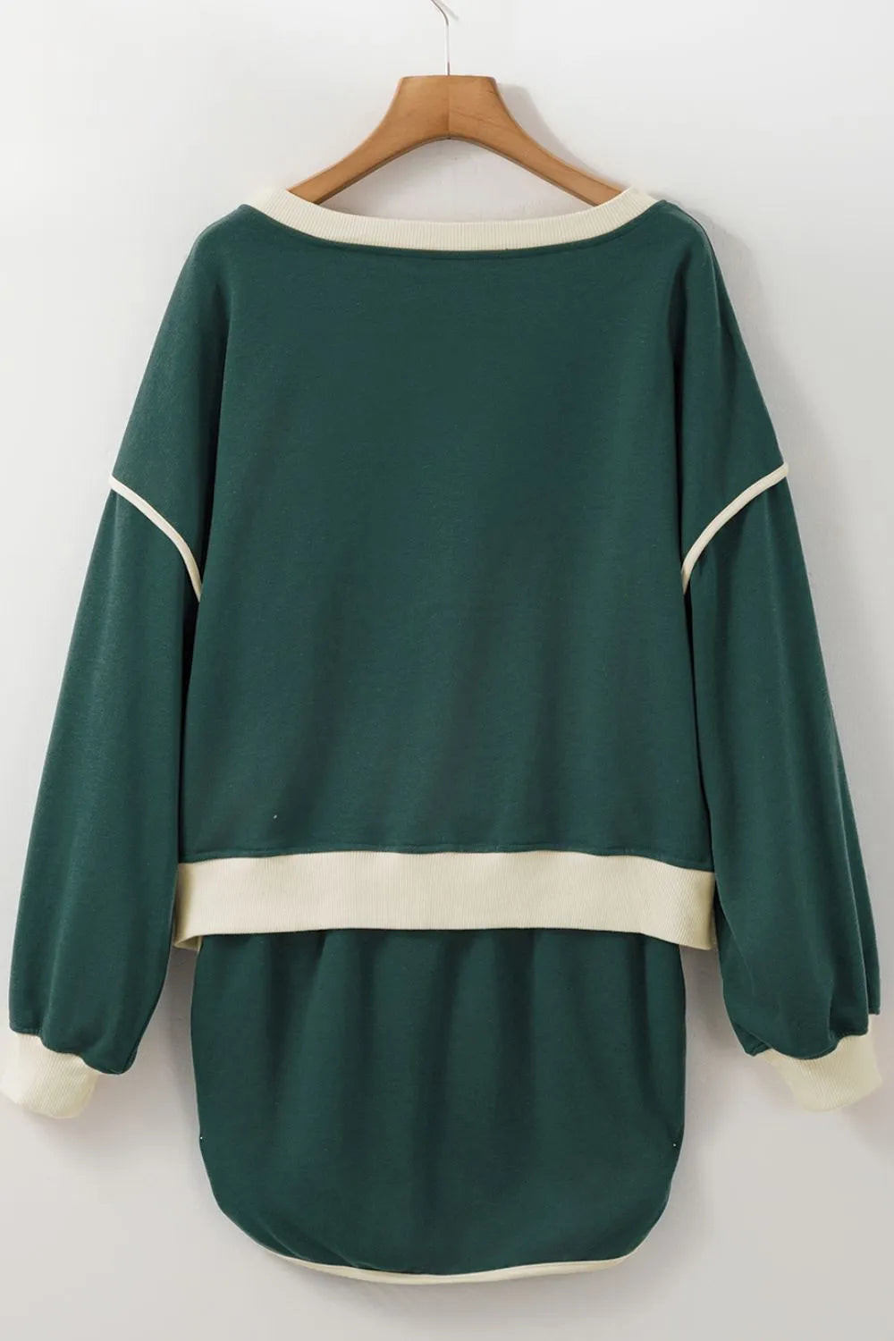 Contrast Trim Round Neck Top and Skort Set.