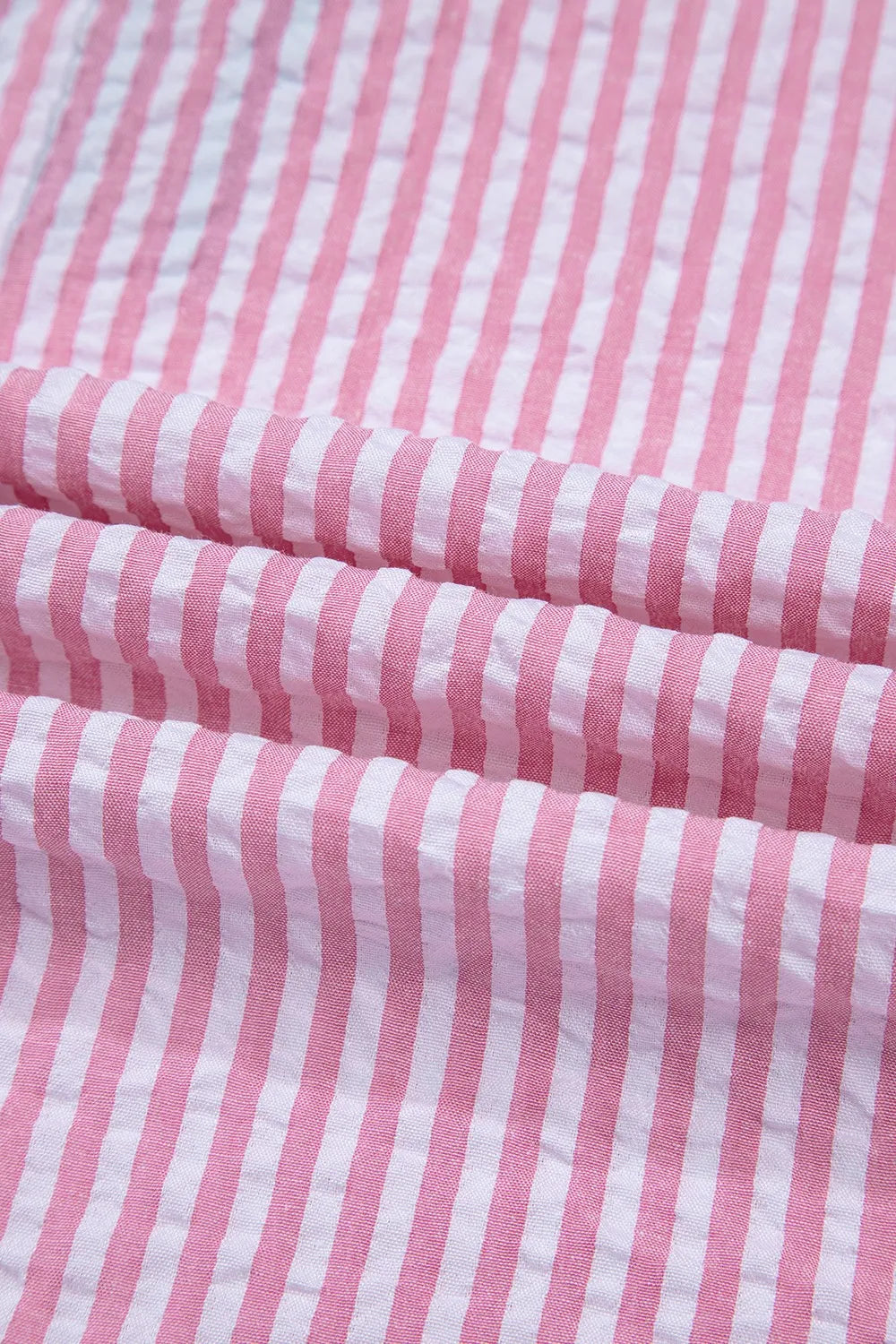 Striped Print Contrast Split Neck Dolman Sleeve Blouse.