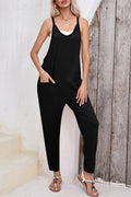 Black Side Pockets Harem Pants Sleeveless V Neck Jumpsuit Dear-Lover Dropshipping
