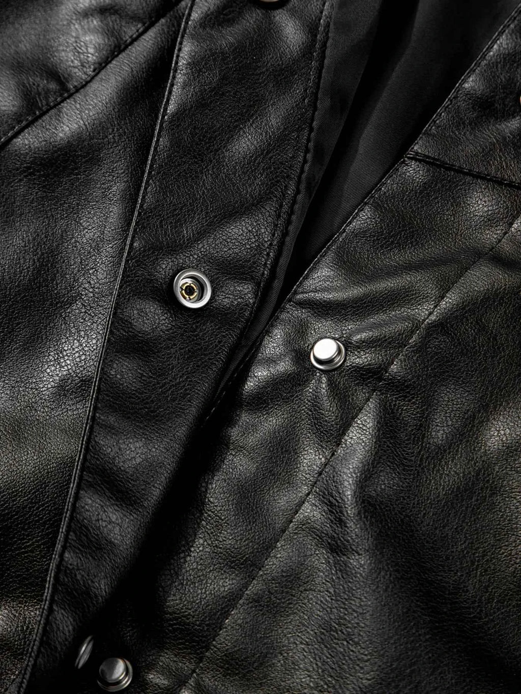 Faux Leather Buttoned Front Boxy Jacket