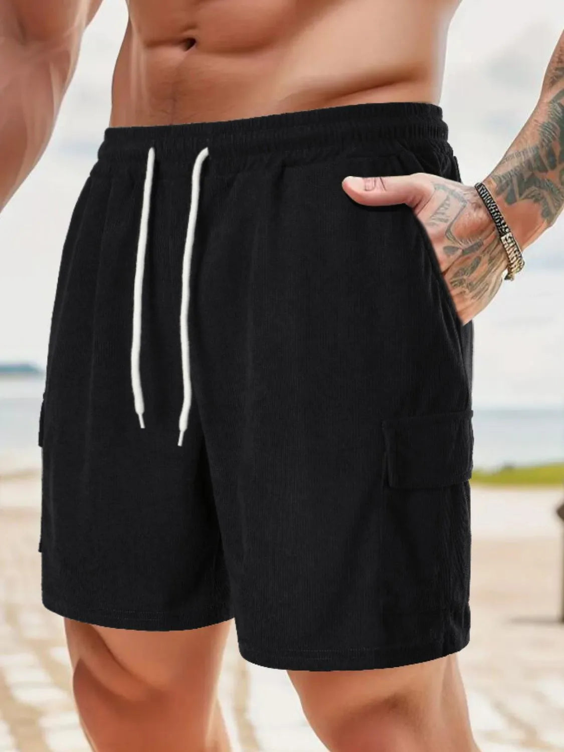 Men's Drawstring Shorts with Pockets.