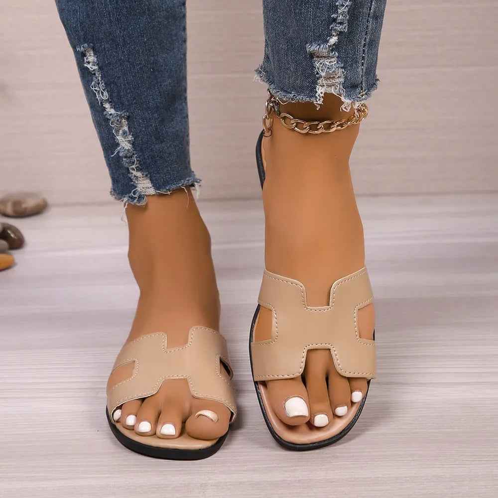 Flat bottomed comfortable one-piece cool slippers fashionable women's one foot sandal