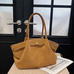 Women's Suede Velvet Tote Bag — Large Capacity Retro Commuter Handbag