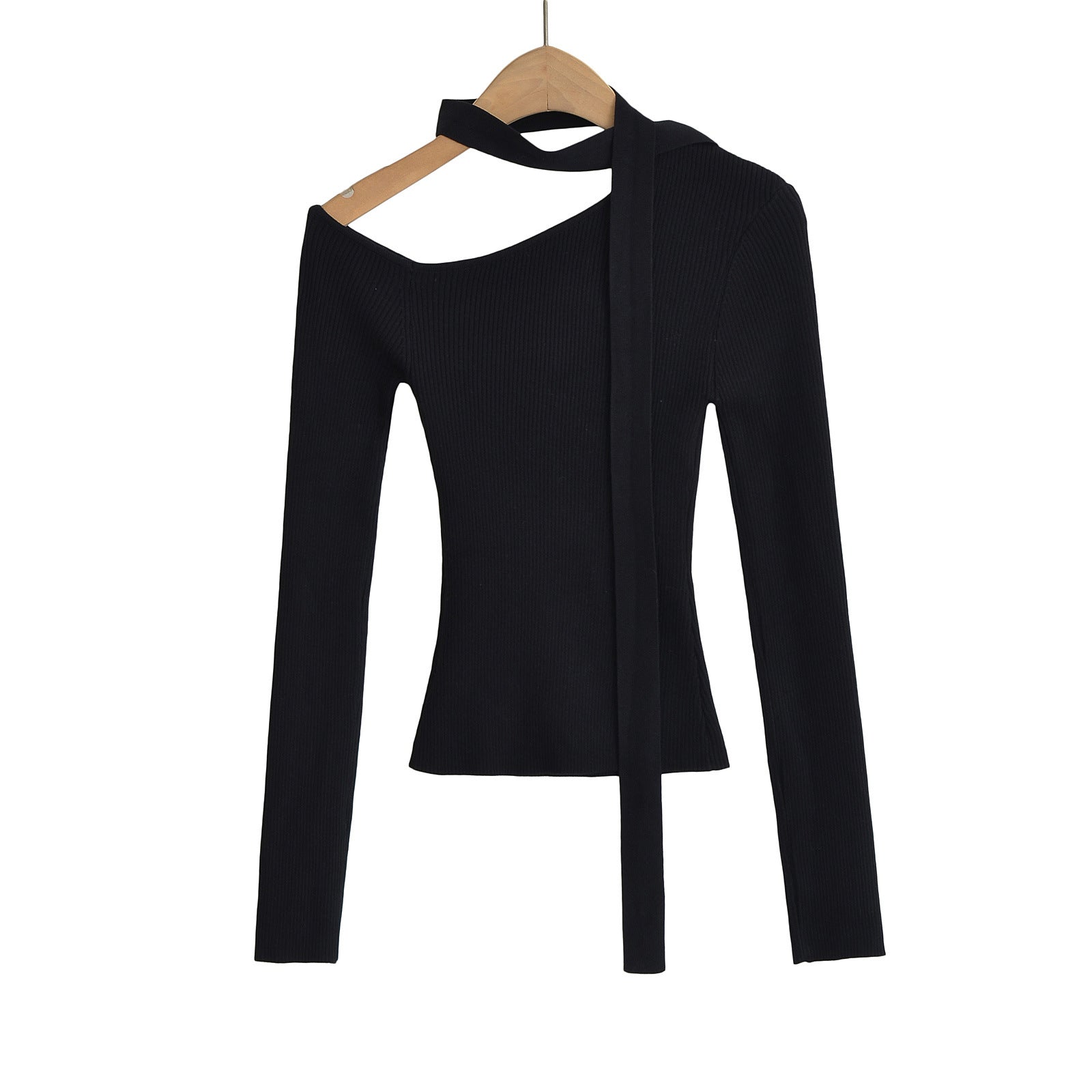 Slanted collar off shoulder top