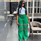 Women's Chain Print Straight-Leg Denim Pants — Streetwear Low-Rise Jeans