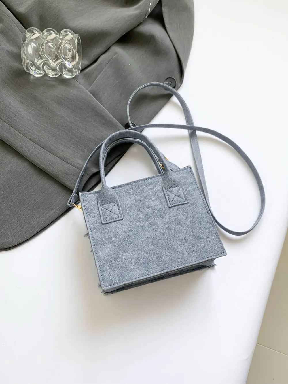 Raw Edge Plaid Shoulder Bag