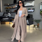 Minimalist Pleated Duster & Wide-Leg Pants Set eprolo