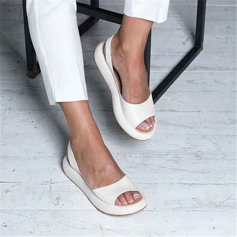 Flat bottomed low heel fish mouth thick soled women's sandals