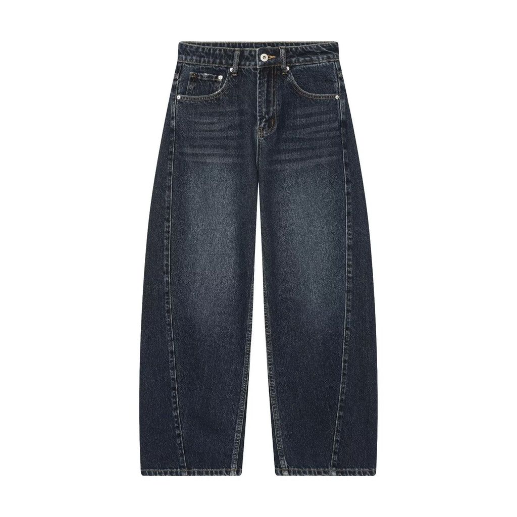 Mid waist loose fitting bucket shaped jeans eprolo