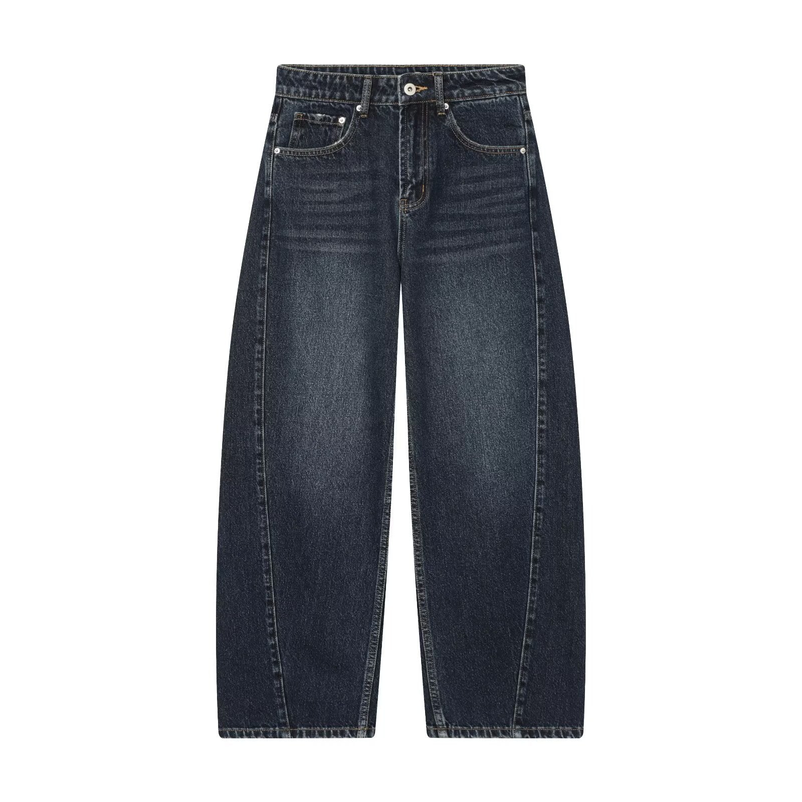 Mid waist loose fitting bucket shaped jeans eprolo