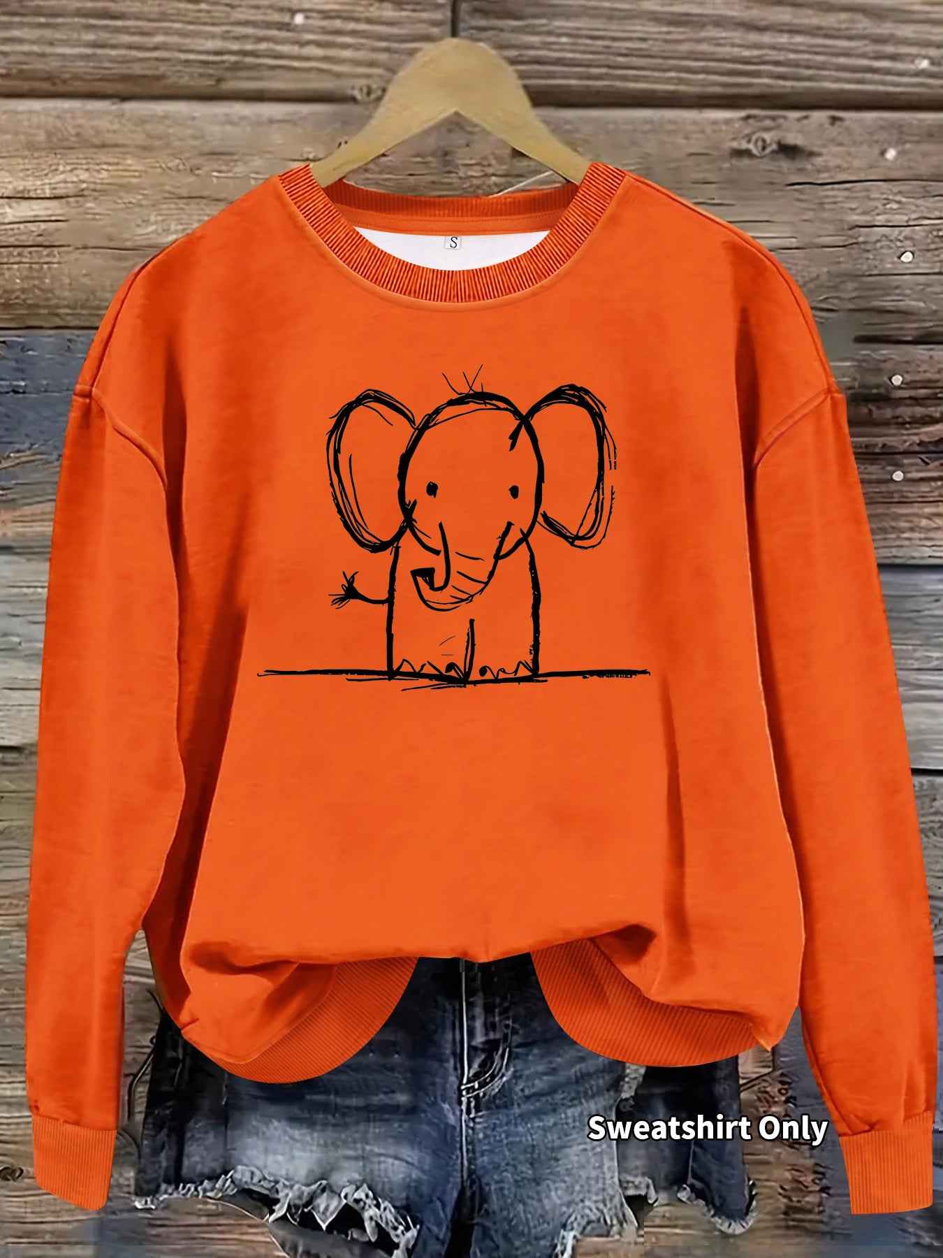 Pencil drawn elephant print hoodie