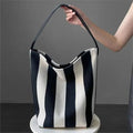 Black and white contrasting wide shoulder strap women's bag large capacity tote bag bucket bag eprolo