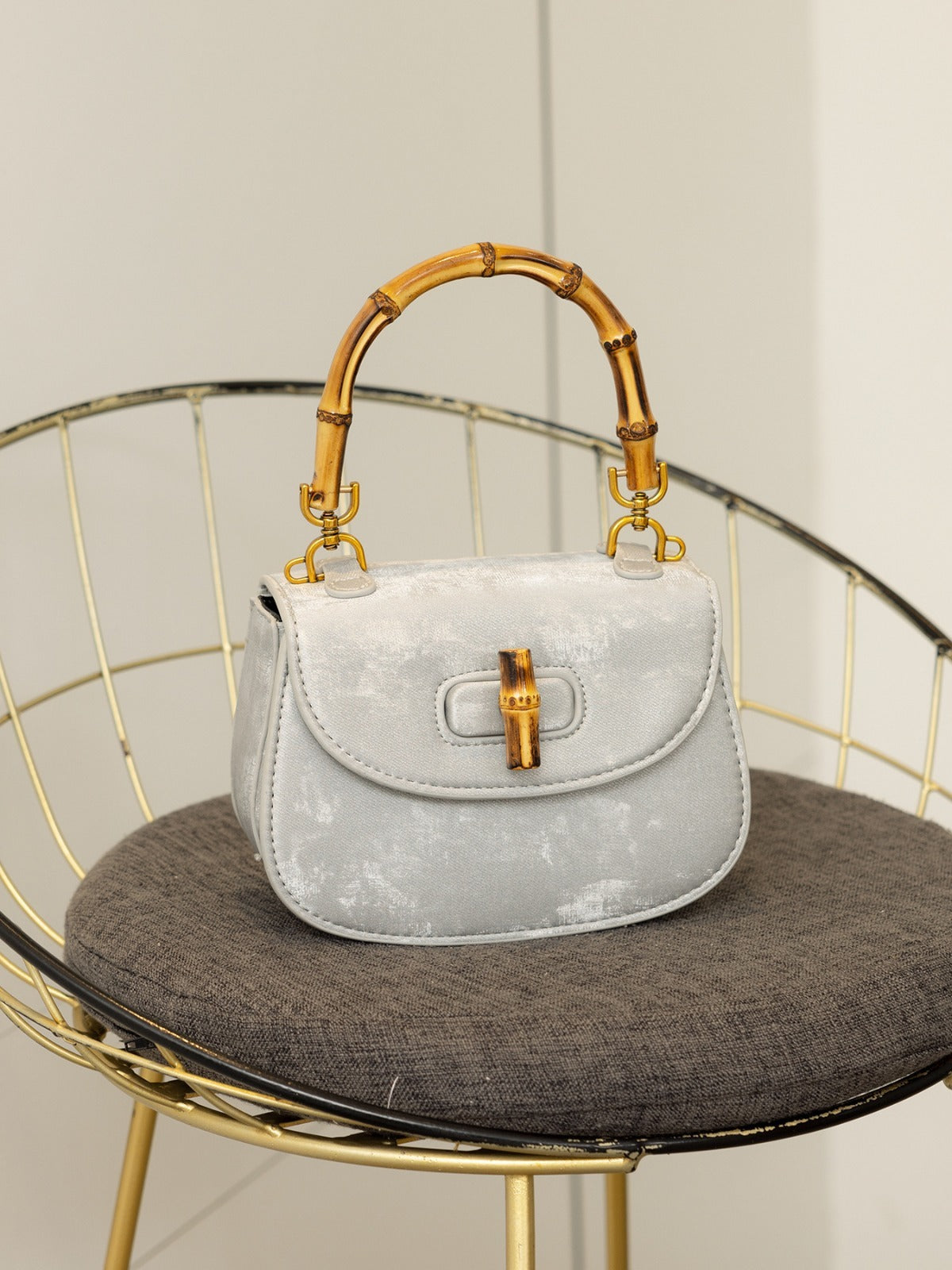 Western style bamboo joint handbag versatile commuting bag single shoulder crossbody saddle bag eprolo