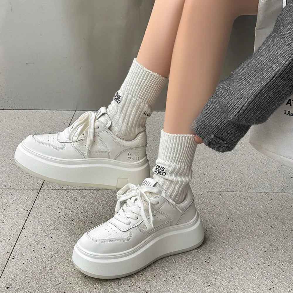 Lace Up Round Toe Platform Sneakers