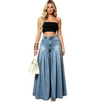 Casual Women's Wide-Leg Flared Jeans with Washed Wrinkle Design Fashionable Denim Pants eprolo
