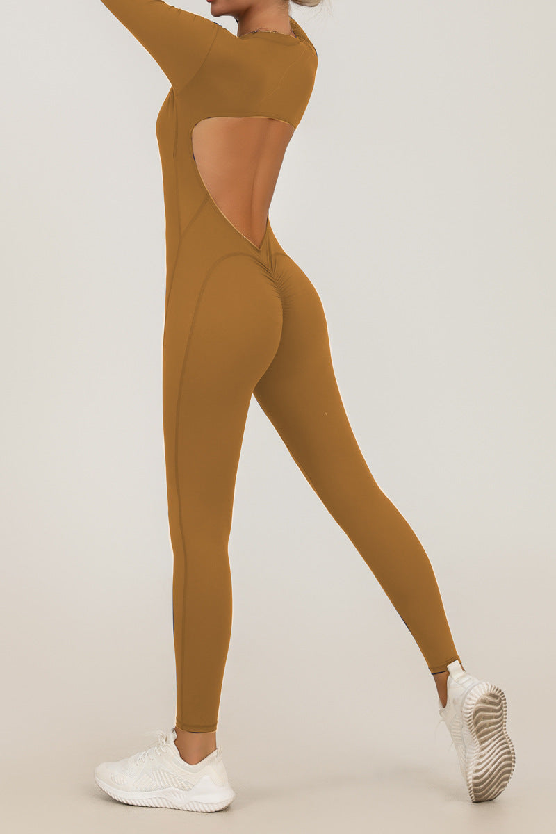 Women's Zip-Up Long-Sleeve Yoga Jumpsuit