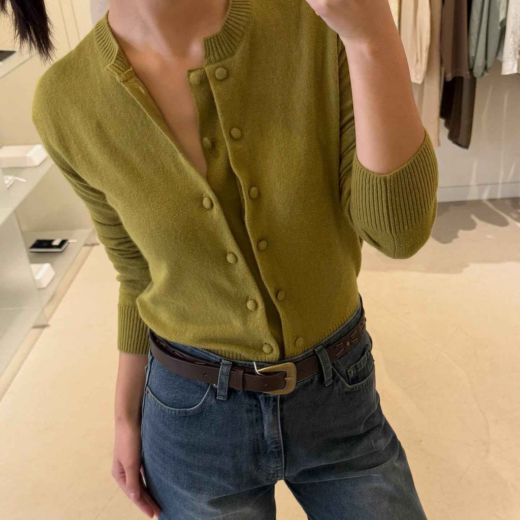 Knit Cardigan Long Sleeve Solid Color Lightweight Woolen Sweater Fashionable Casual Knitwear