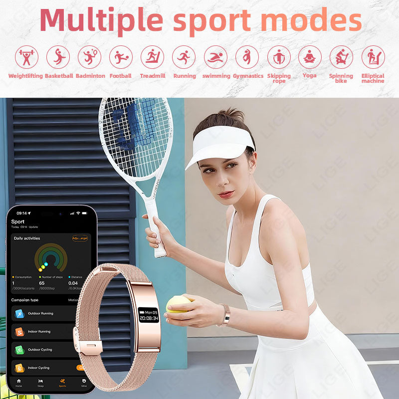 Smart Bracelet, Ultra-Thin Sports Band with Heart Rate, Blood Oxygen, Sleep & Female Menstrual Cycle Health Monitoring
