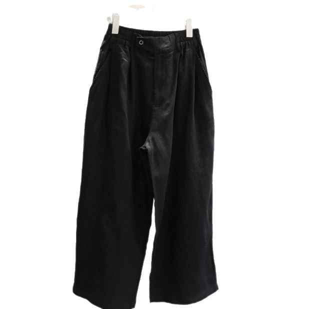 Summer New Loose Linen Casual Pants for Women Pear-shaped Figure Loose Slim Wide-leg Nine-point Pants