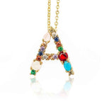 Multicolor charm Gold pendant Necklace micro pave zircon initial 26 letter necklaces Couple Name necklace Christmas gift