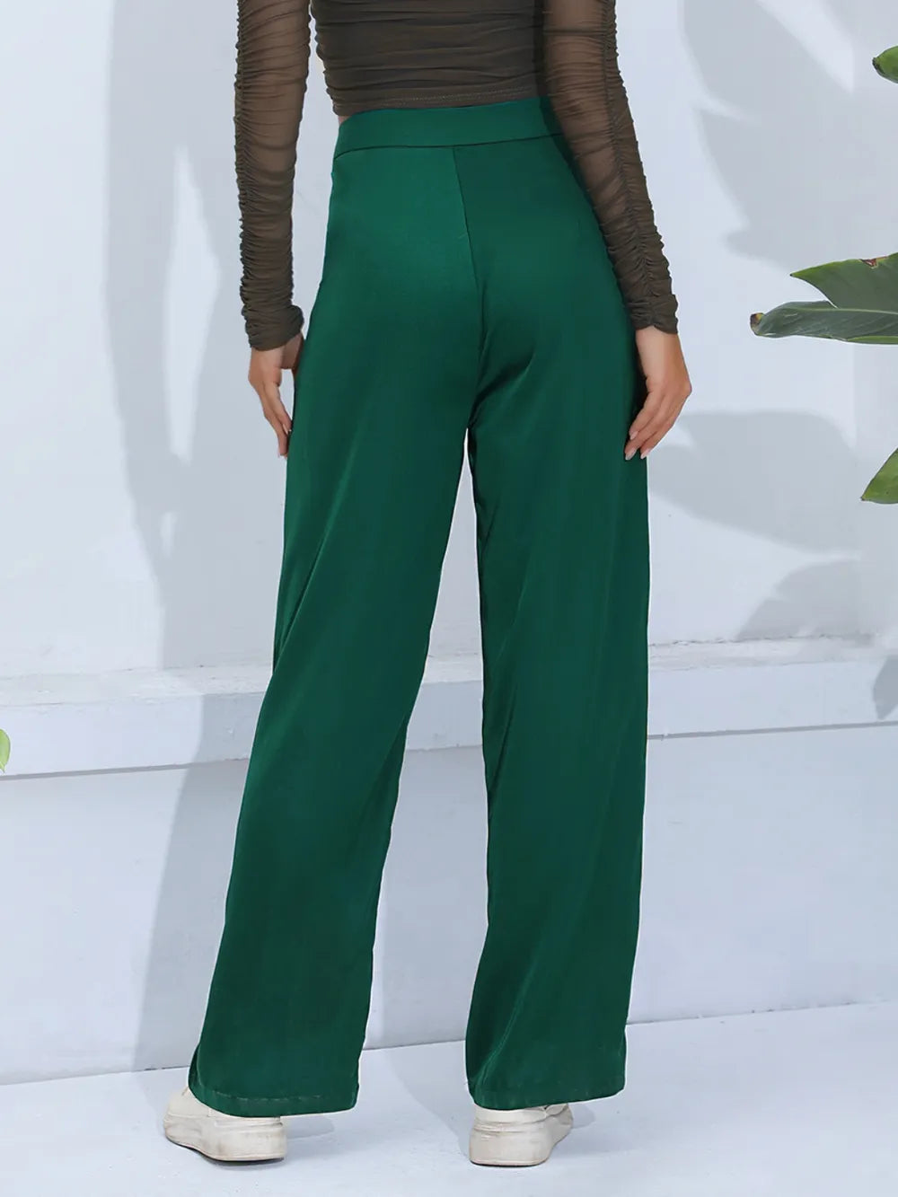 High waisted loose straight leg hanging wide leg suit pants