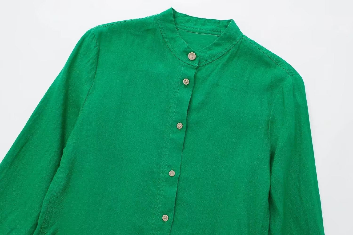 TRAF Summer Fashion Women Casual Shirt Robe Dress Traf Vintage Long Sleeve O Neck Side Split Loosen Female Midi Dresses Green eprolo