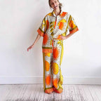 Short sleeved printed pants two-piece set