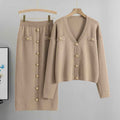 European and American small fragrant style cardigan sweater half body hip skirt two-piece set knitted set