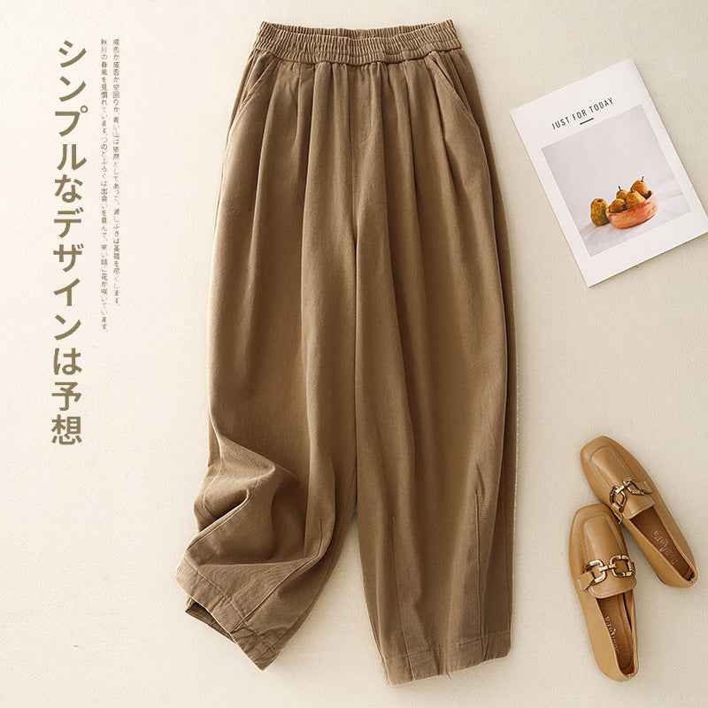 Linen Wide Leg Pants for Women, Plus Size Casual Versatile Slimming Trousers