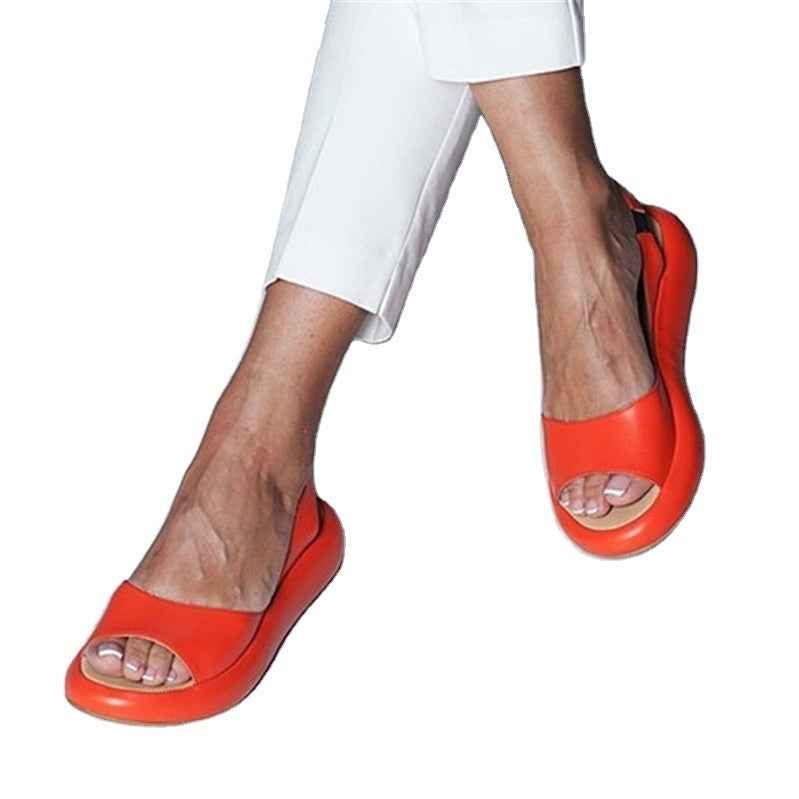 Flat bottomed low heel fish mouth thick soled women's sandals