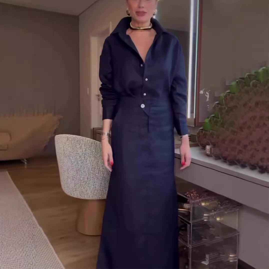 Shirt long sleeved top half skirt two-piece set women's skirt set