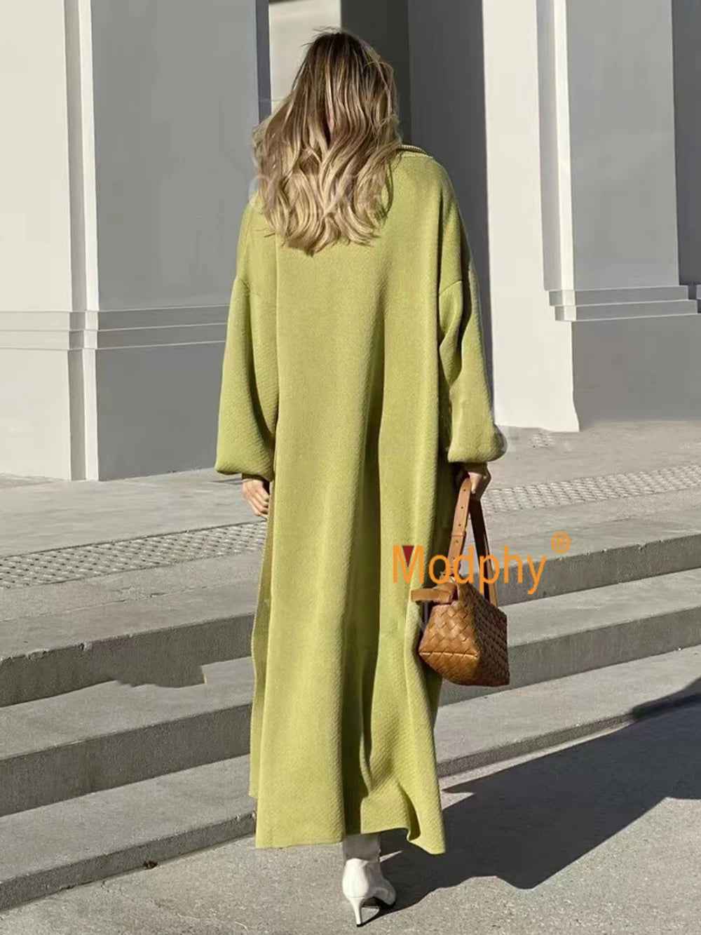 Fashion women's knitted long sleeved cardigan sleeveless dress long casual knitted two-piece set