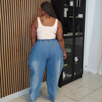 Style High-Waist Jeans Women Street Casual Loose Harem Wide-Leg Lantern Pants eprolo