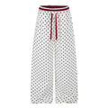 Waist Polka Dot Wide-leg Sweatpants,  Loose Fit Long Pants